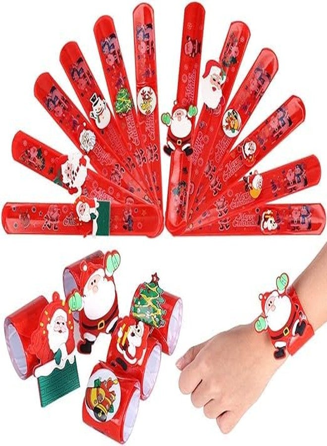 Partunay Set Of 6 Pcs Kids Light up Christmas Slap Bracelets Christmas Snap Bracelet Party Favors Xmas Slap Bands Include Santa Claus Snowman Reindeer Bear Christmas Decorations for Girls and Boys - Image 1